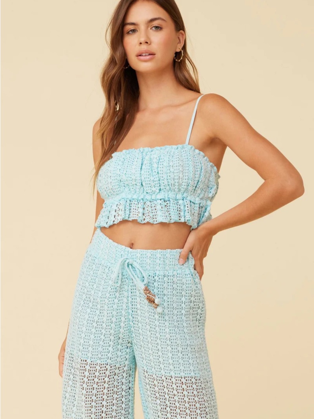 Light Blue Crochet - Cropped Tank